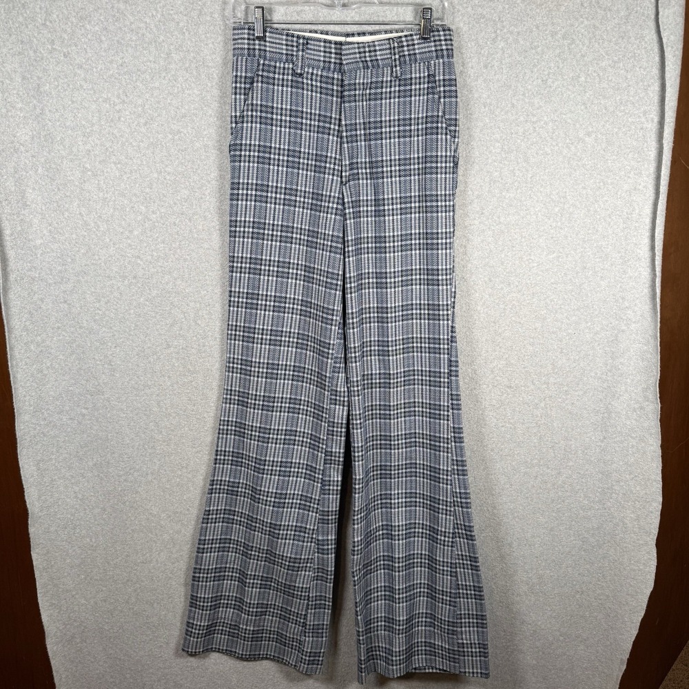 Macho Flare Pants Men's 28 X 35 Plaid 70s Disco Blue